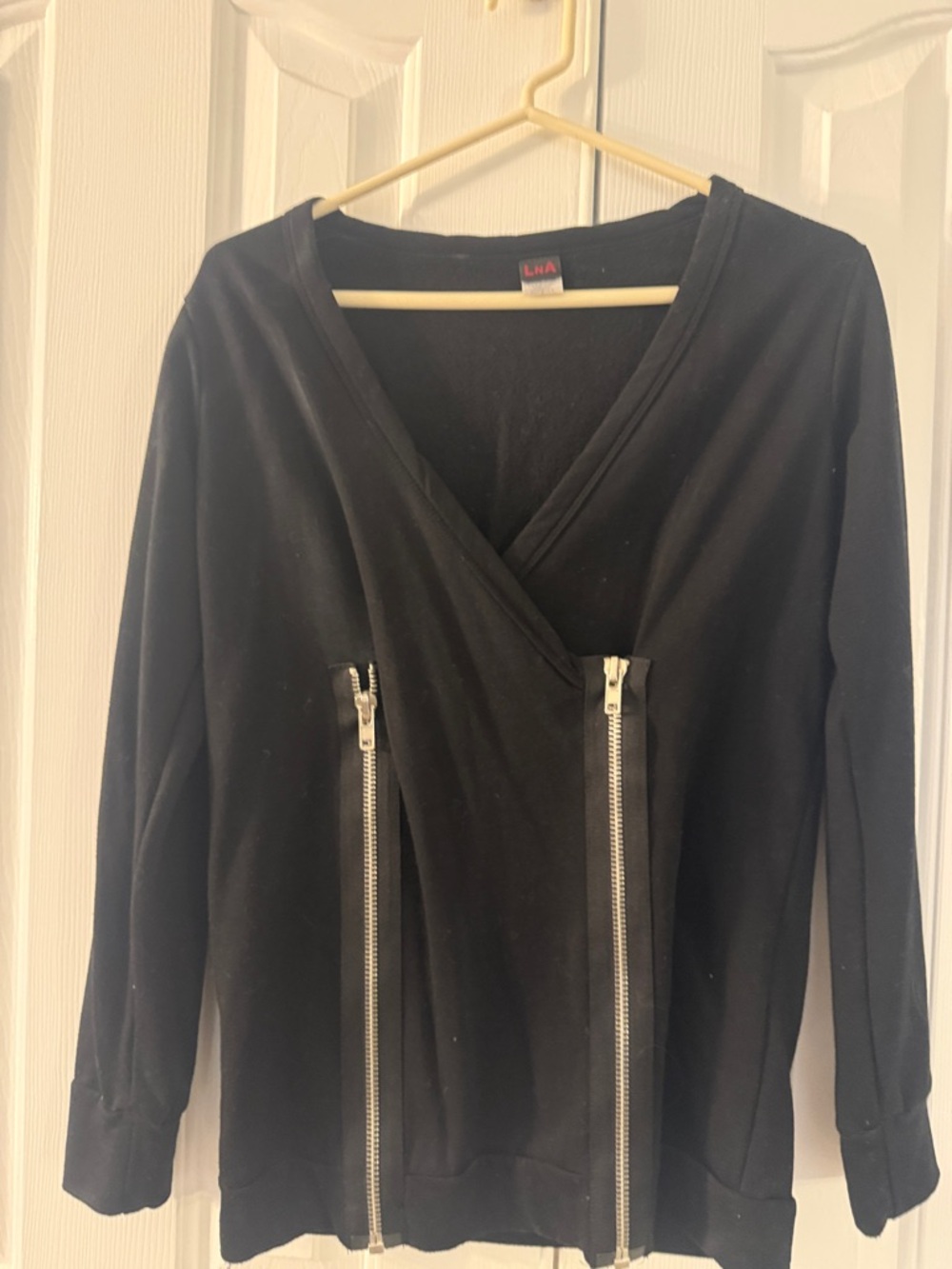 LNA Black Zip-Front Asymmetrical Jacket